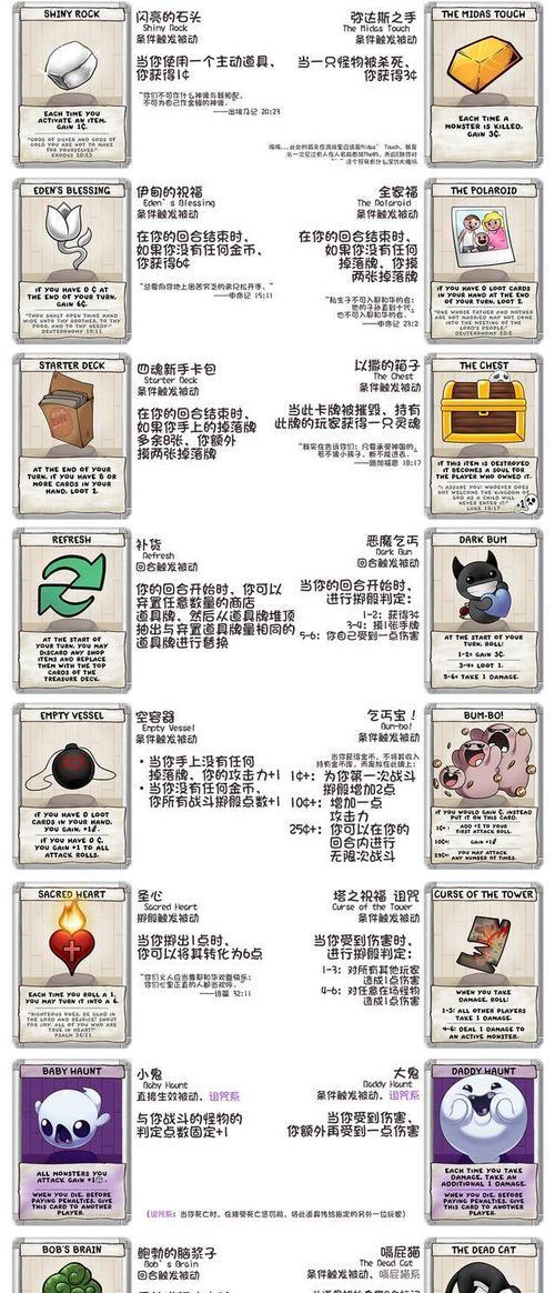 以撒的结合重生道具图鉴（探寻最强道具组合，重回新的生命！）